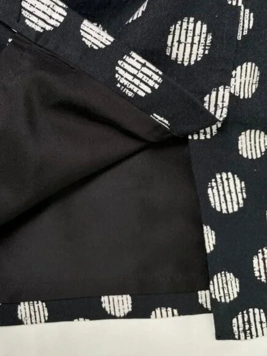 Banana Republic Linen Cotton Pencil Skirt Black White Polka Dots Size 12 - Picture 3 of 8